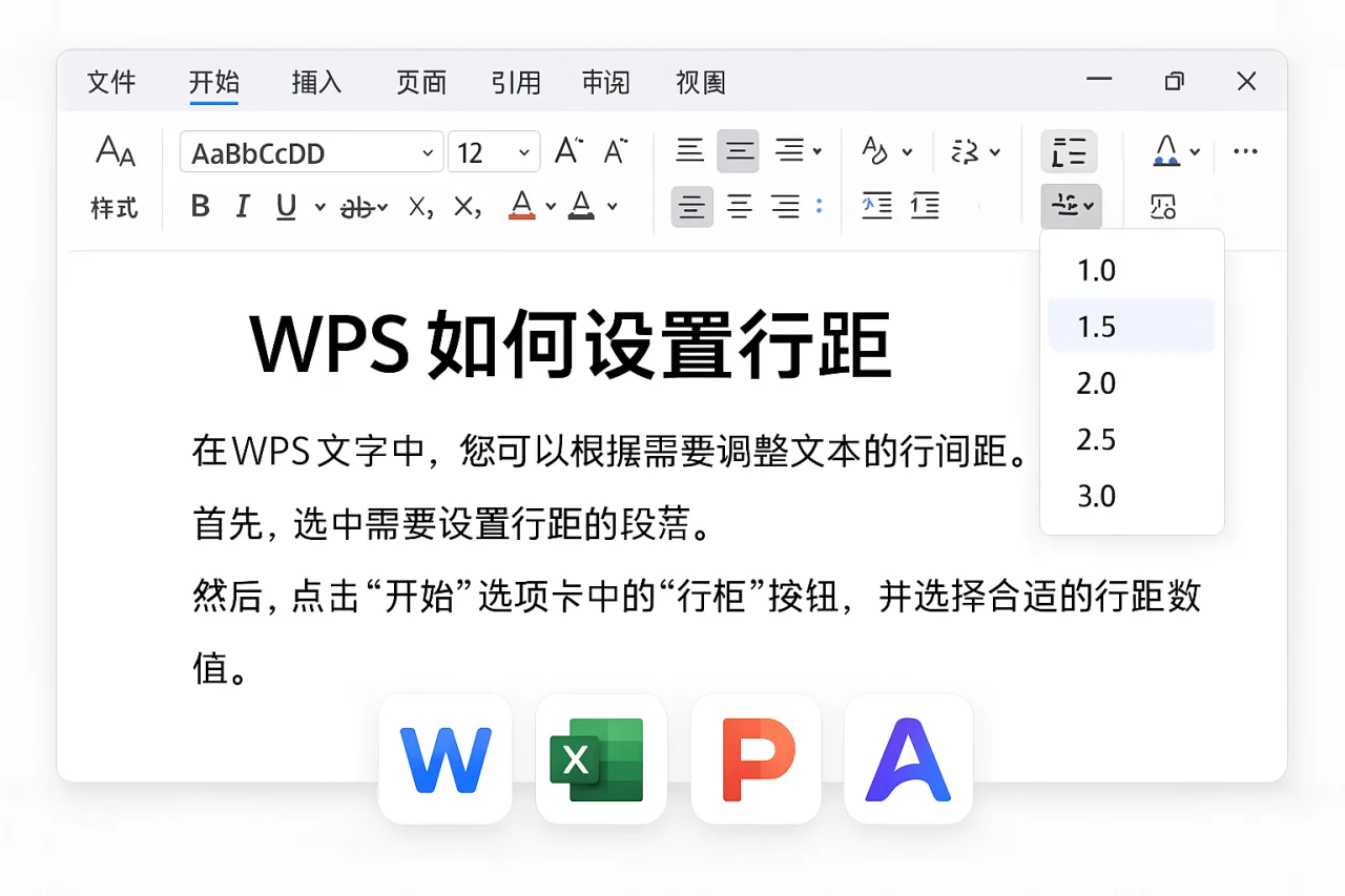 WPS如何设置行距