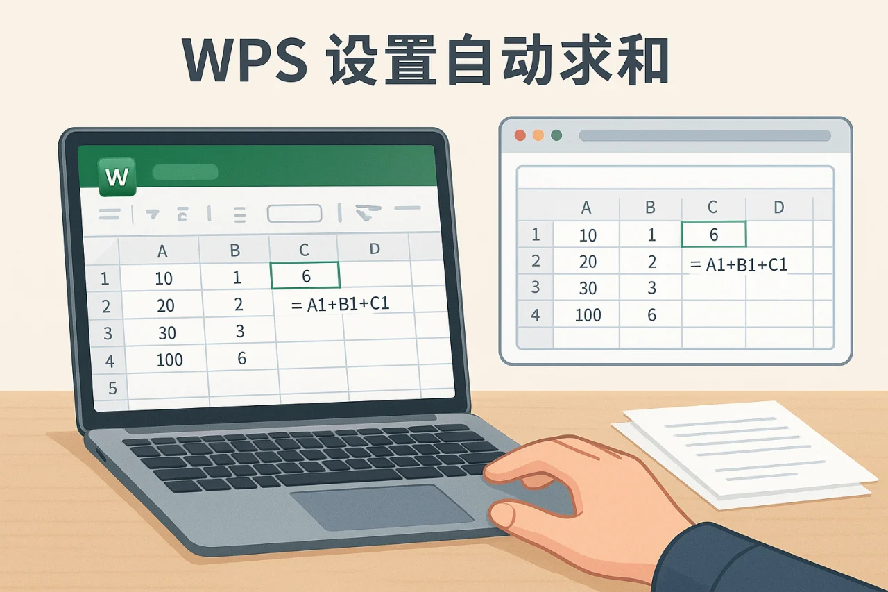 WPS设置自动求和