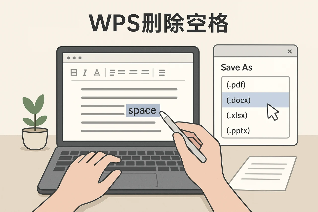 WPS删除空格