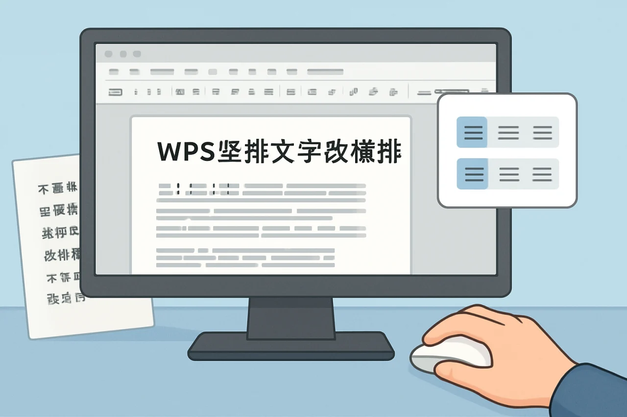 WPS竖排文字改横排